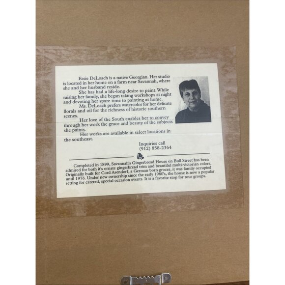 Essie DeLoach Savannah's Gigerbread House on Bull Street Print Gold Grame Gilded - Picture 8 of 9